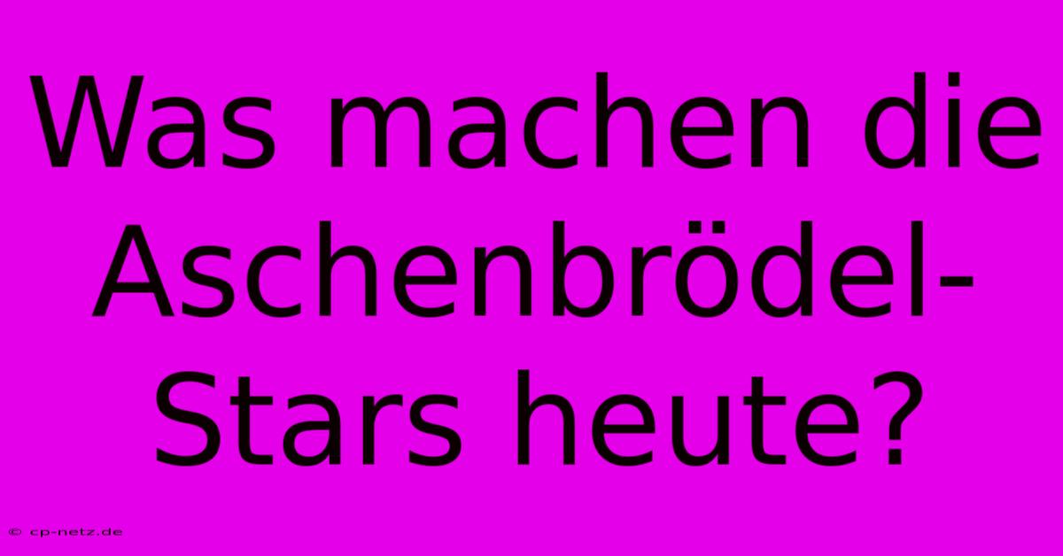 Was Machen Die Aschenbrödel-Stars Heute?