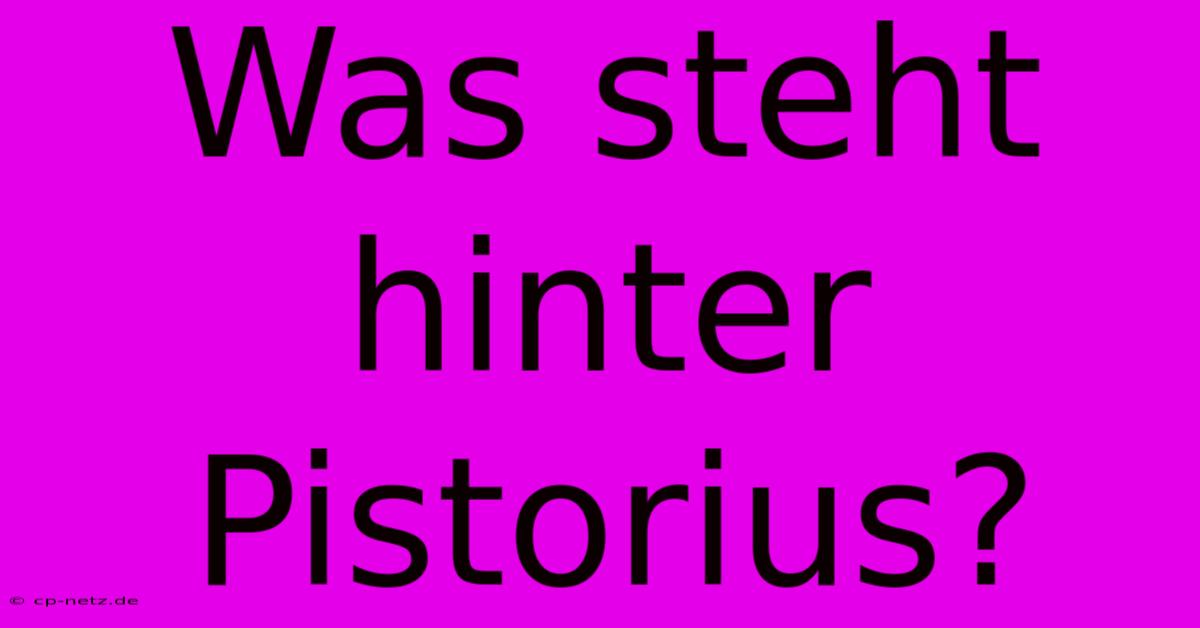 Was Steht Hinter Pistorius?