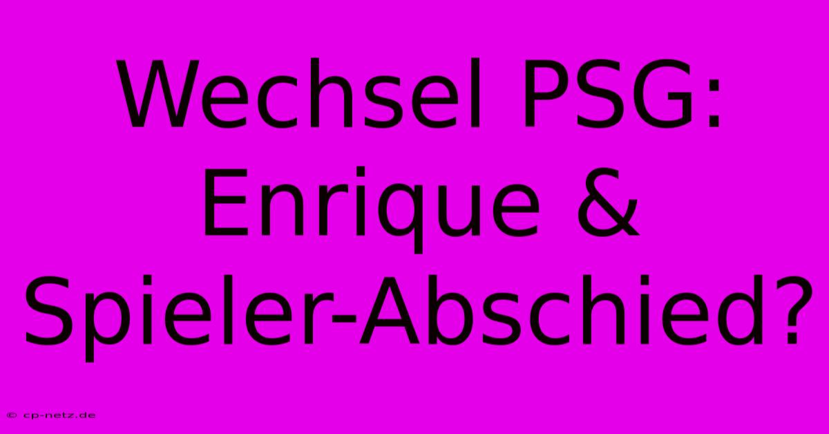 Wechsel PSG:  Enrique & Spieler-Abschied?