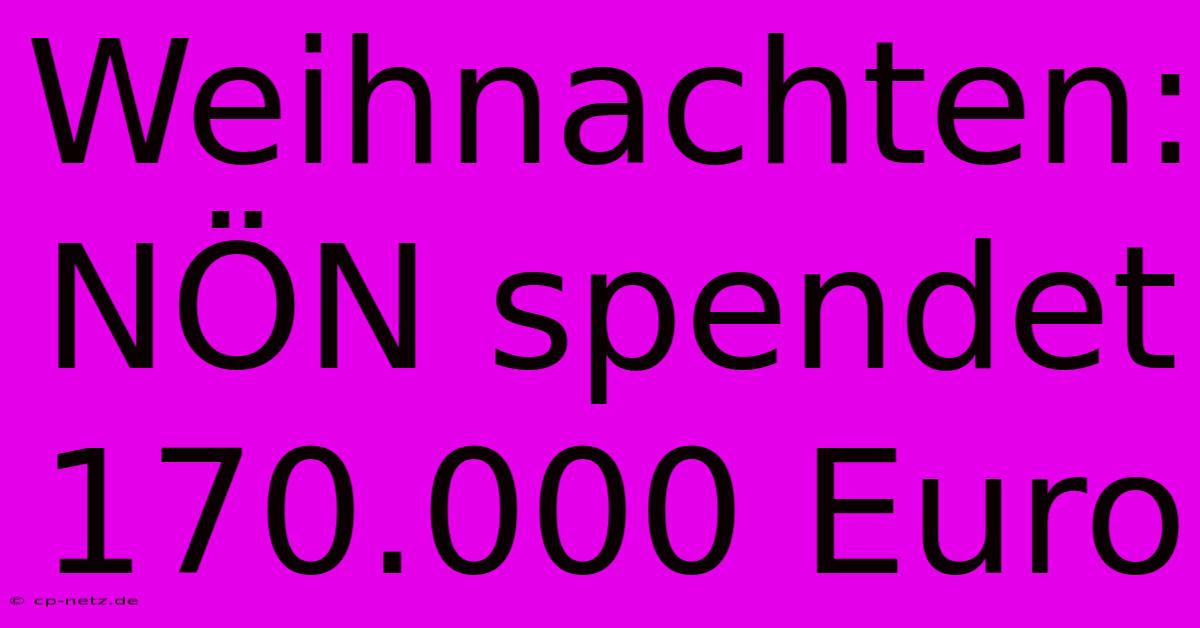 Weihnachten: NÖN Spendet 170.000 Euro