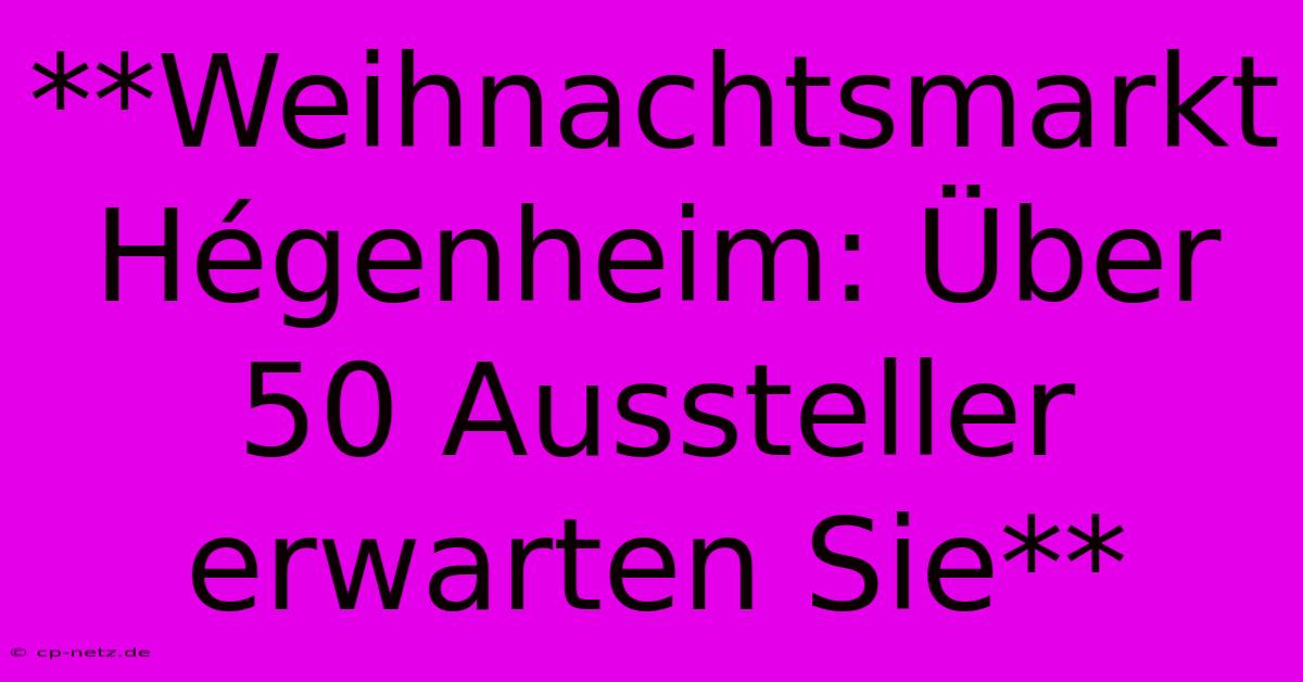 **Weihnachtsmarkt Hégenheim: Über 50 Aussteller Erwarten Sie**