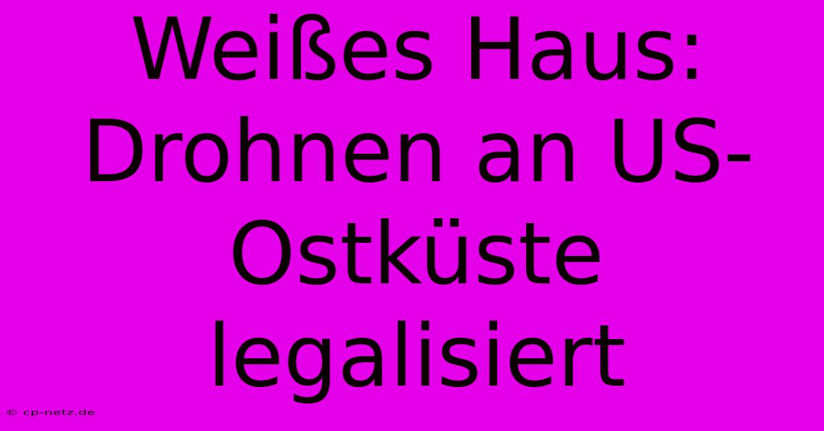 Weißes Haus: Drohnen An US-Ostküste Legalisiert