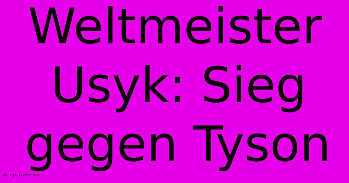 Weltmeister Usyk: Sieg Gegen Tyson