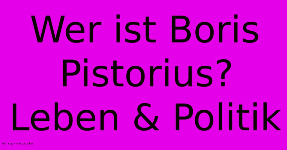 Wer Ist Boris Pistorius?  Leben & Politik