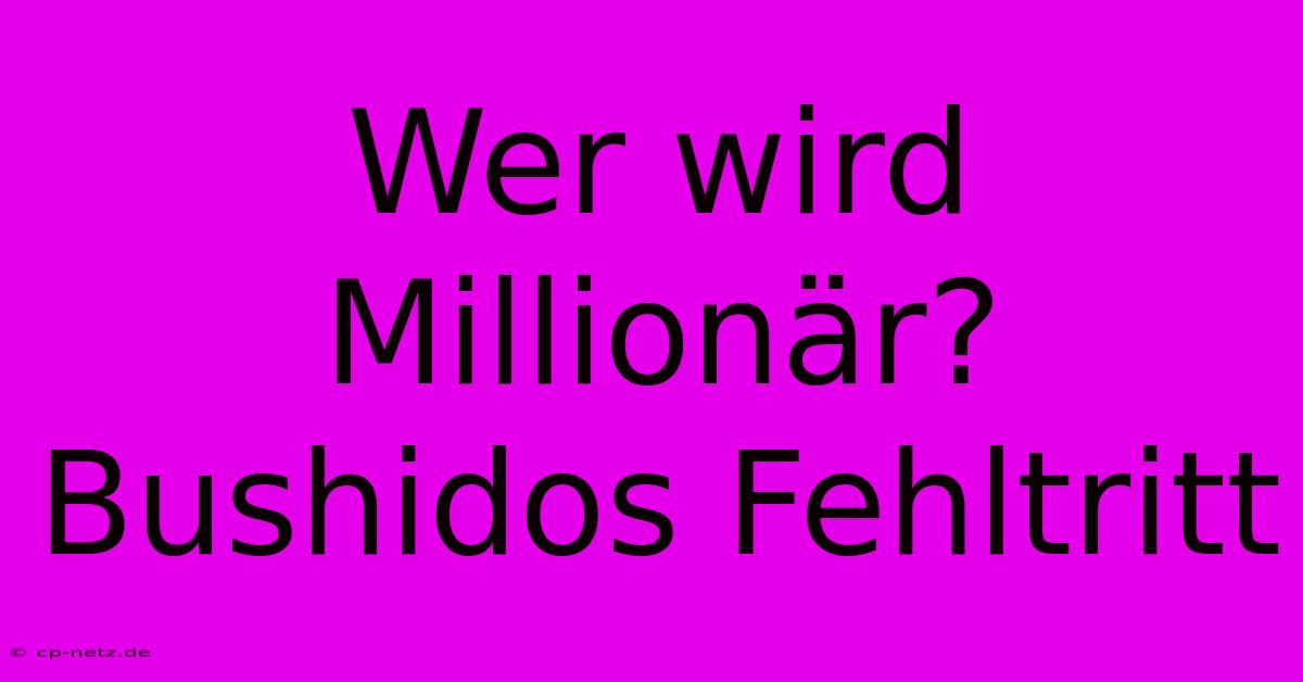 Wer Wird Millionär? Bushidos Fehltritt