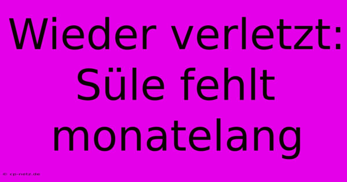 Wieder Verletzt: Süle Fehlt Monatelang