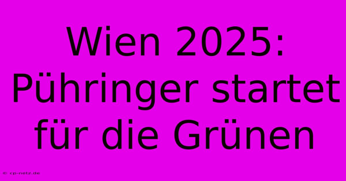 Wien 2025: Pühringer Startet Für Die Grünen