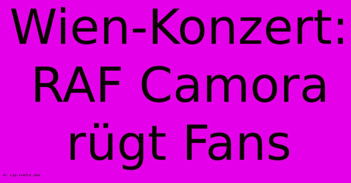 Wien-Konzert: RAF Camora Rügt Fans