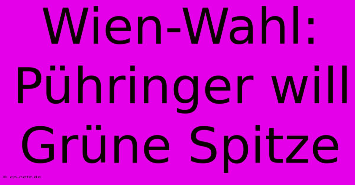 Wien-Wahl: Pühringer Will Grüne Spitze