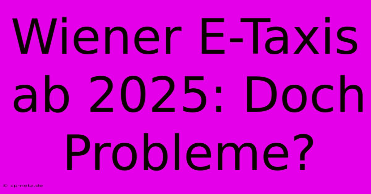 Wiener E-Taxis Ab 2025: Doch Probleme?