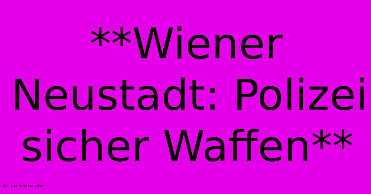 **Wiener Neustadt: Polizei Sicher Waffen**