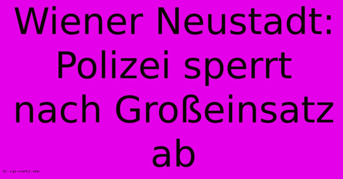 Wiener Neustadt: Polizei Sperrt Nach Großeinsatz Ab