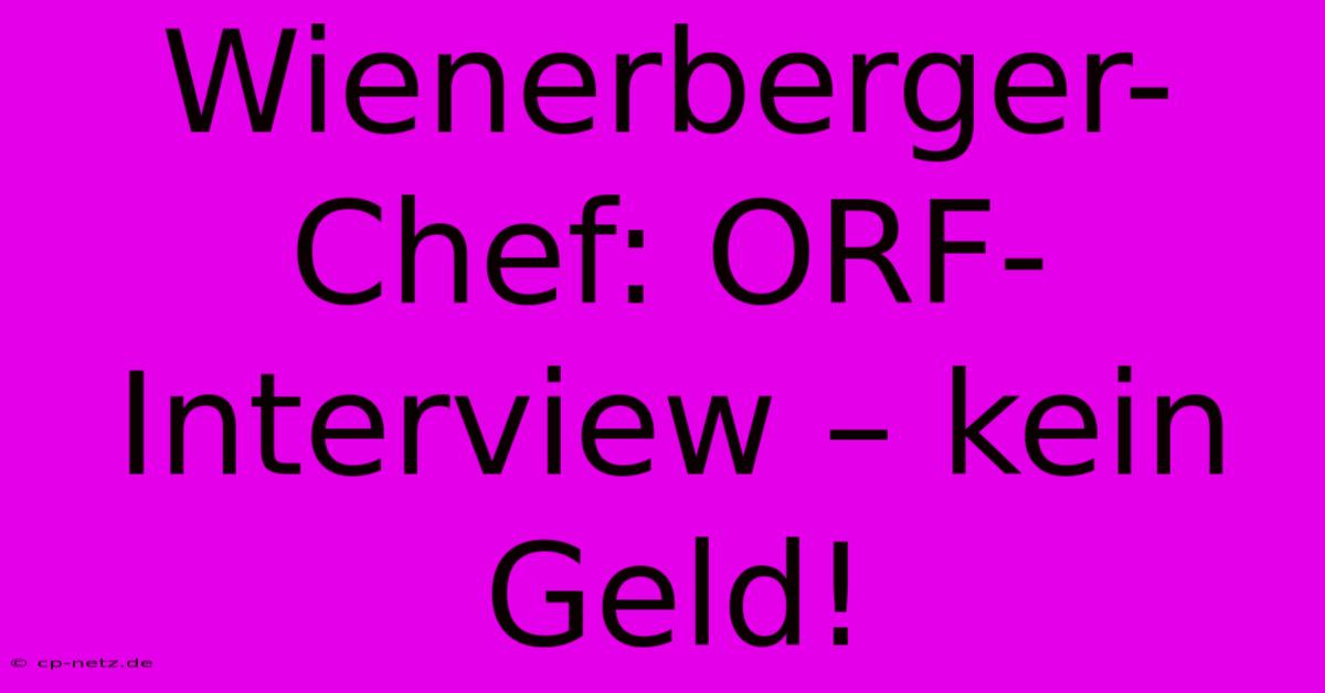 Wienerberger-Chef: ORF-Interview – Kein Geld!