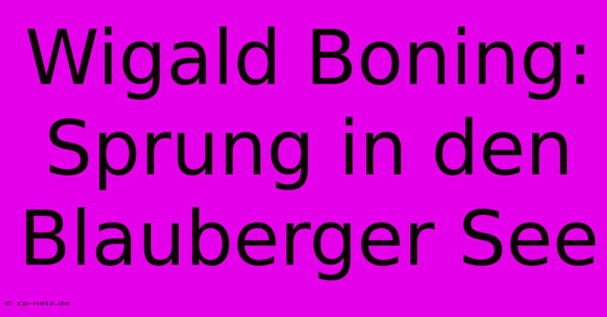 Wigald Boning: Sprung In Den Blauberger See