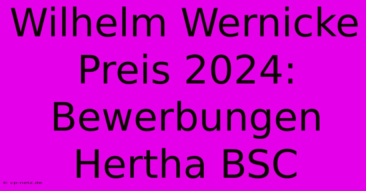 Wilhelm Wernicke Preis 2024: Bewerbungen Hertha BSC