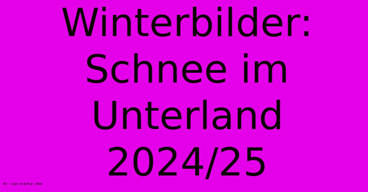 Winterbilder: Schnee Im Unterland 2024/25