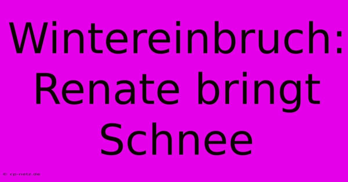 Wintereinbruch: Renate Bringt Schnee