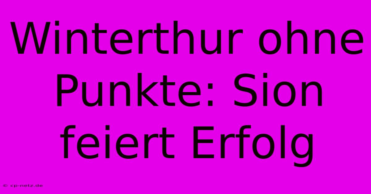 Winterthur Ohne Punkte: Sion Feiert Erfolg