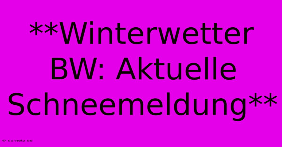 **Winterwetter BW: Aktuelle Schneemeldung**