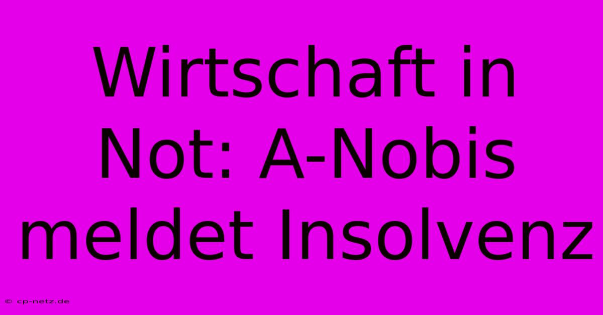 Wirtschaft In Not: A-Nobis Meldet Insolvenz