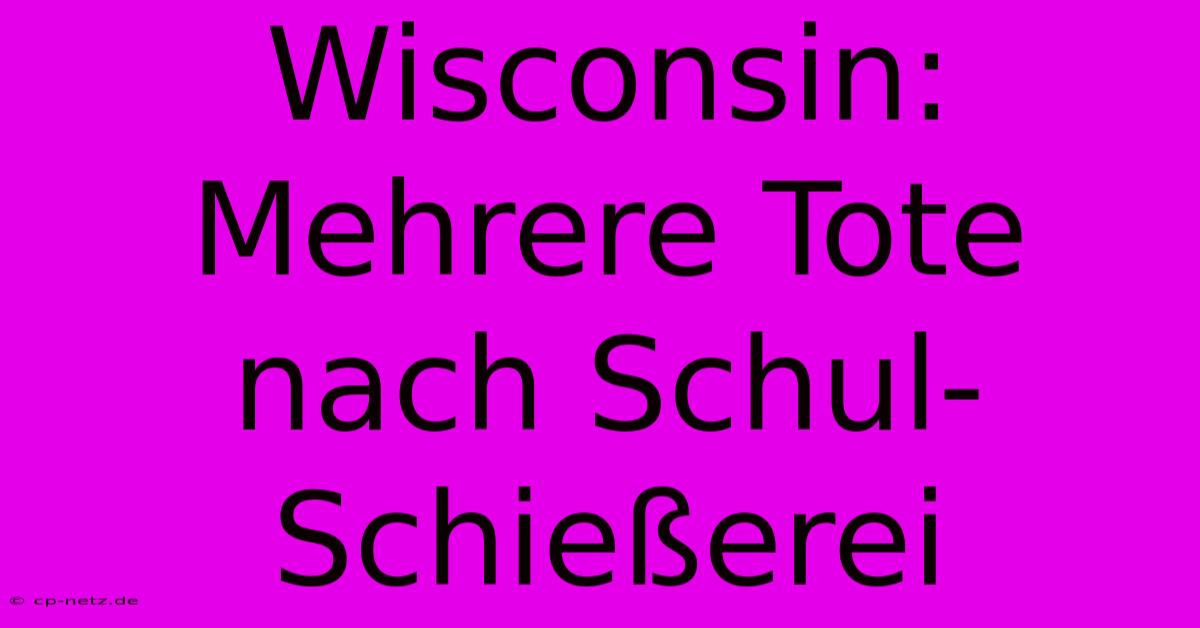 Wisconsin: Mehrere Tote Nach Schul-Schießerei