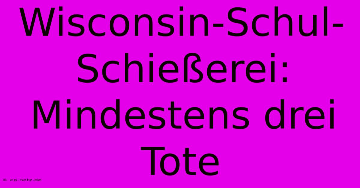 Wisconsin-Schul-Schießerei: Mindestens Drei Tote