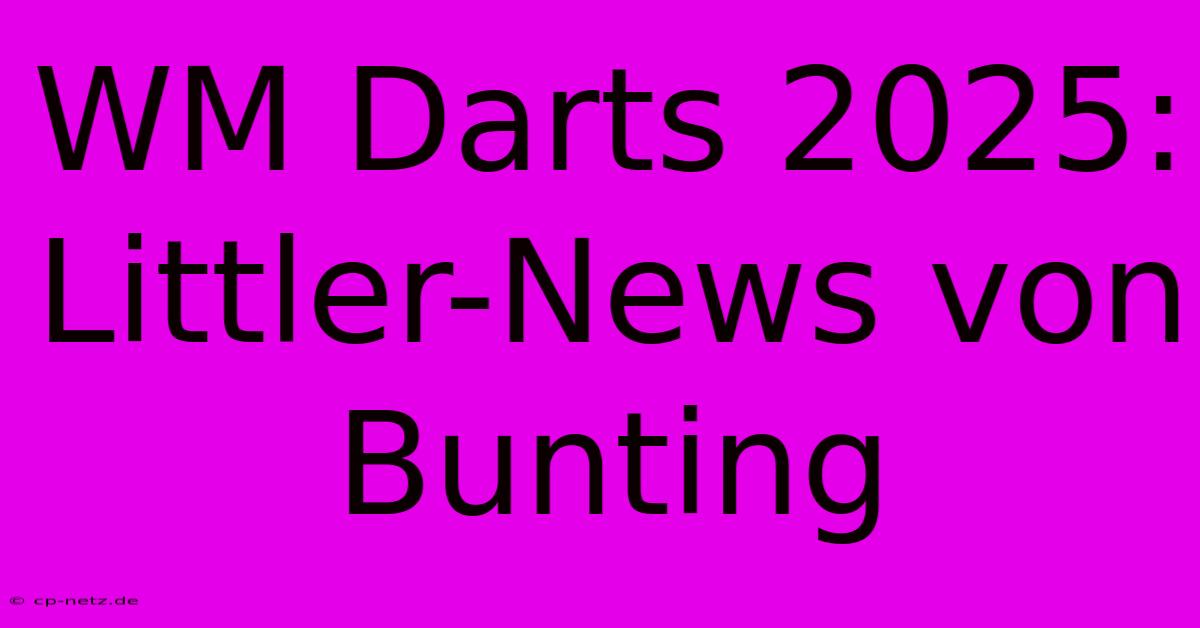 WM Darts 2025: Littler-News Von Bunting