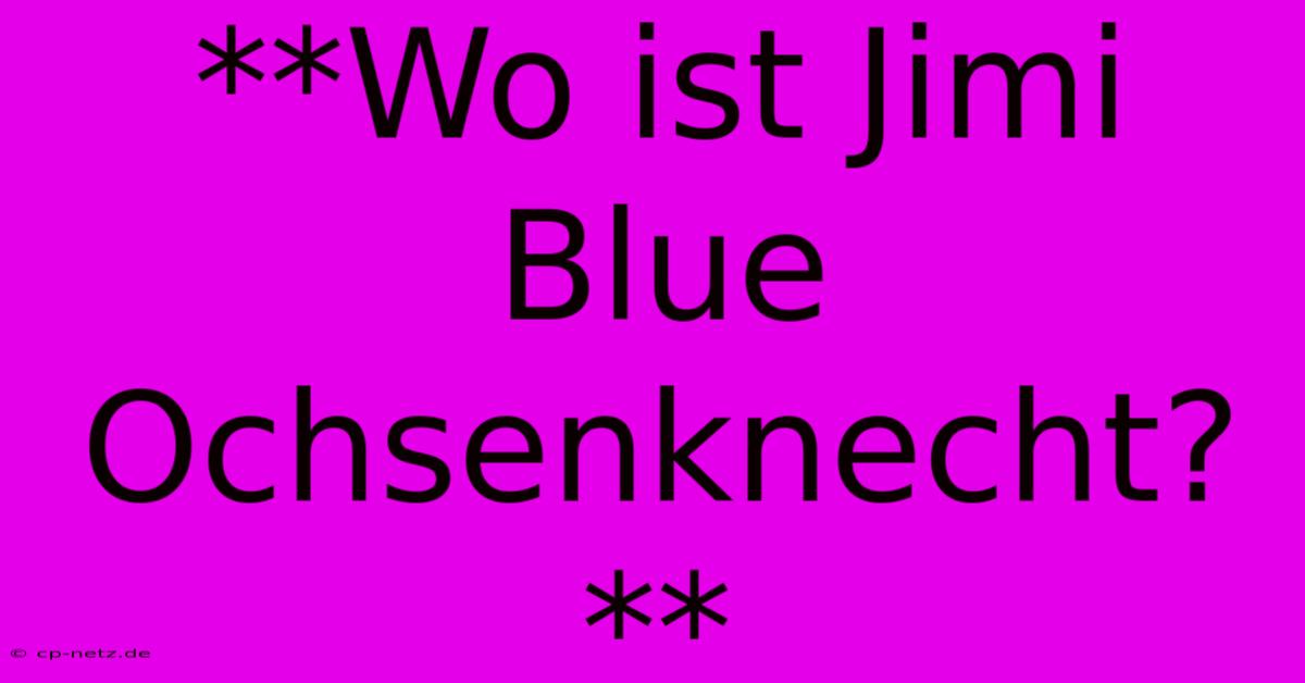 **Wo Ist Jimi Blue Ochsenknecht?**