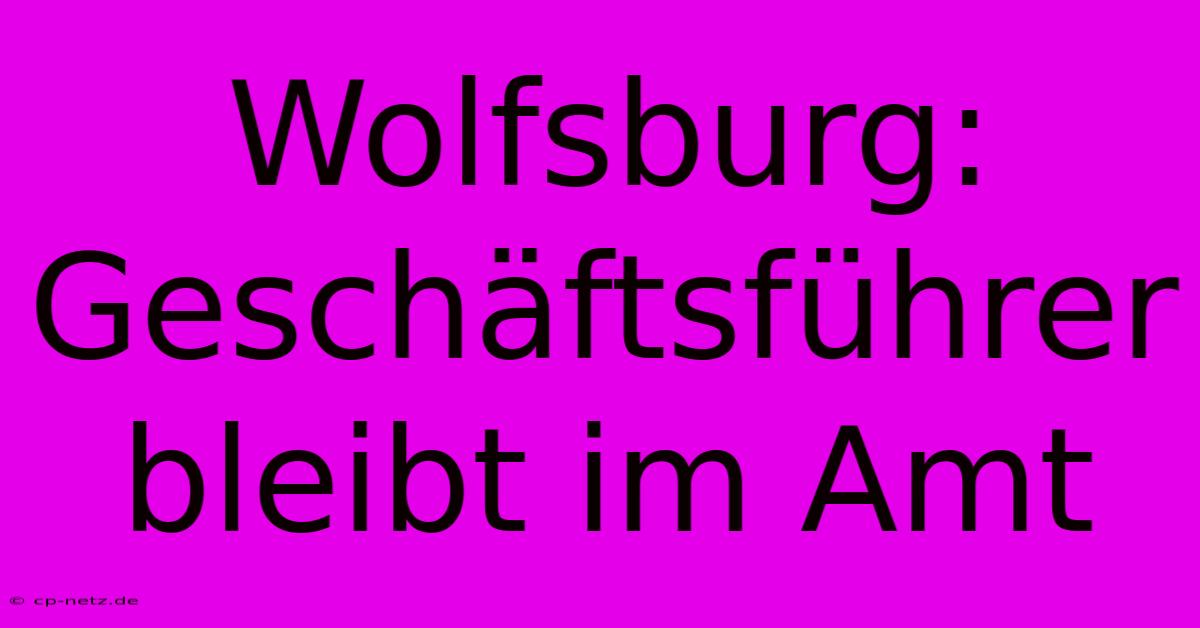 Wolfsburg: Geschäftsführer Bleibt Im Amt