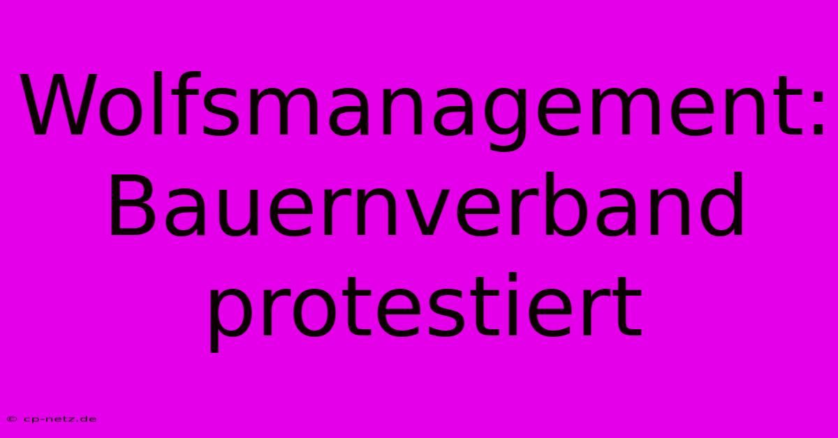 Wolfsmanagement: Bauernverband Protestiert