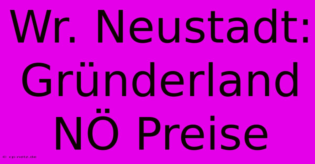 Wr. Neustadt: Gründerland NÖ Preise