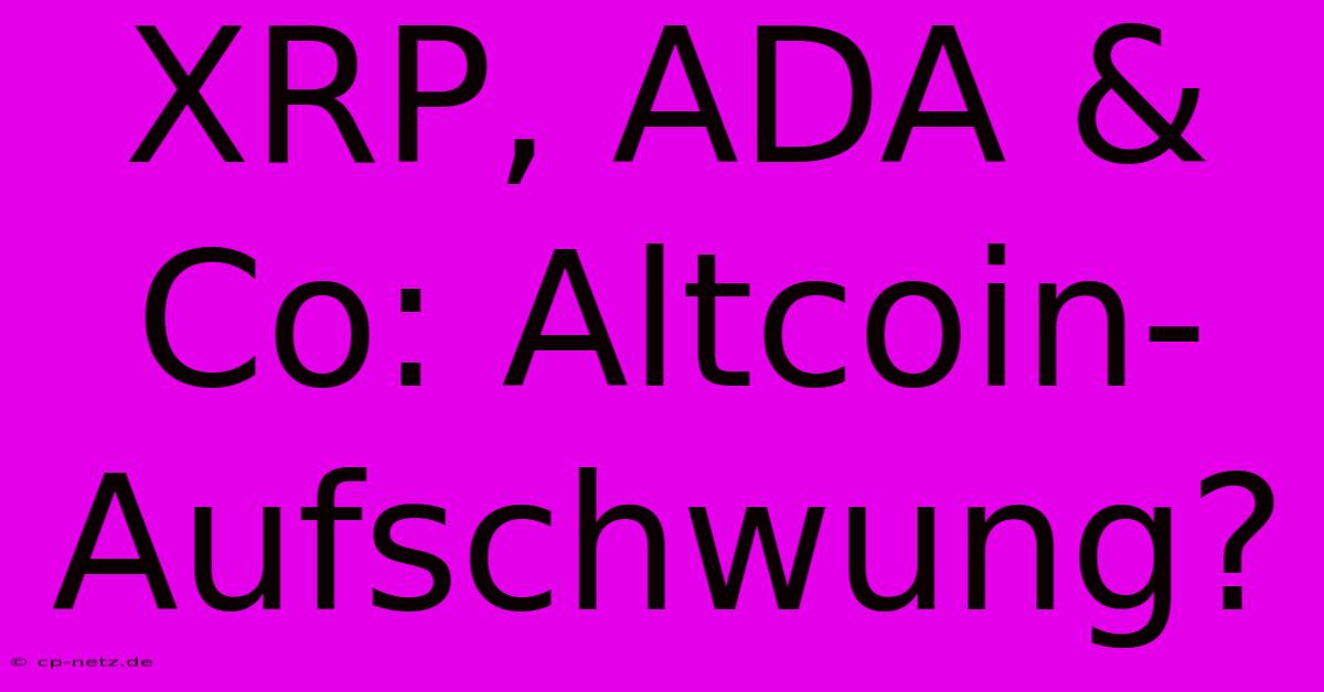 XRP, ADA & Co: Altcoin-Aufschwung?