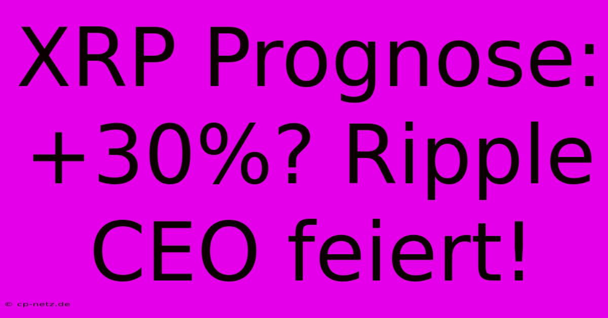 XRP Prognose: +30%? Ripple CEO Feiert!