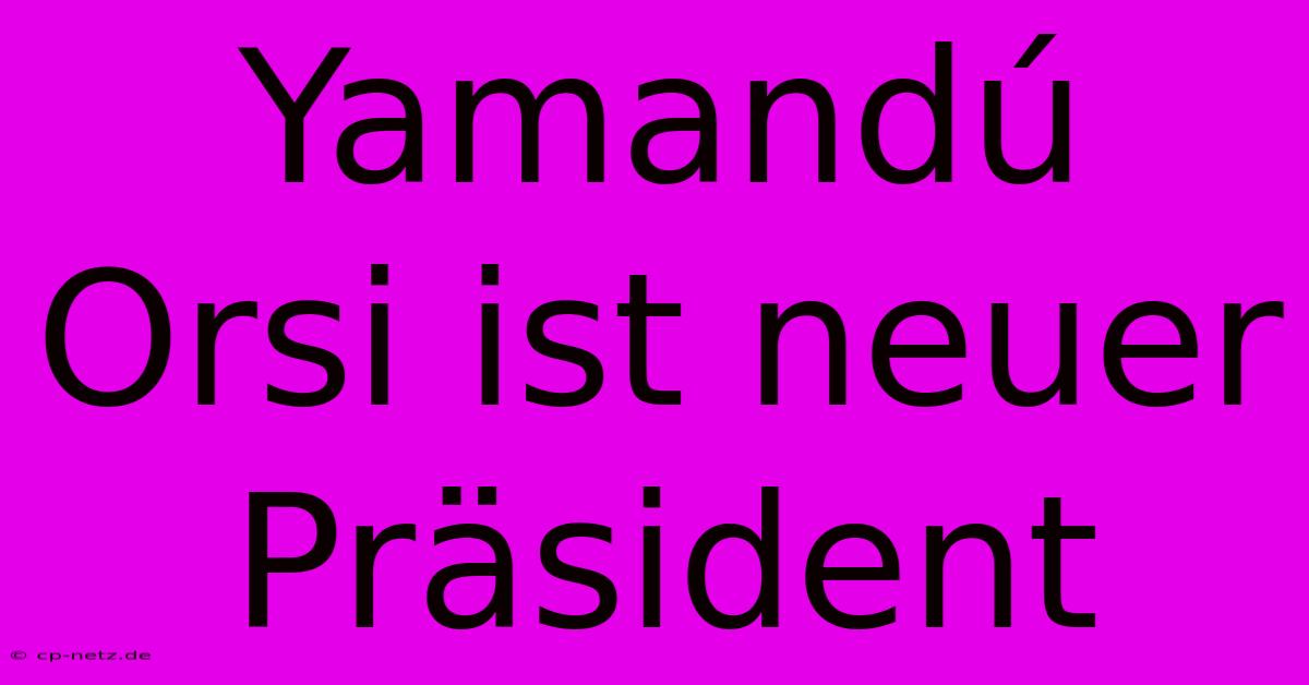 Yamandú Orsi Ist Neuer Präsident