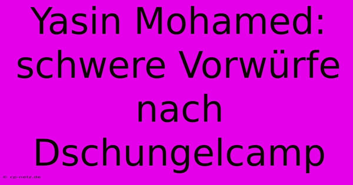 Yasin Mohamed: Schwere Vorwürfe Nach Dschungelcamp