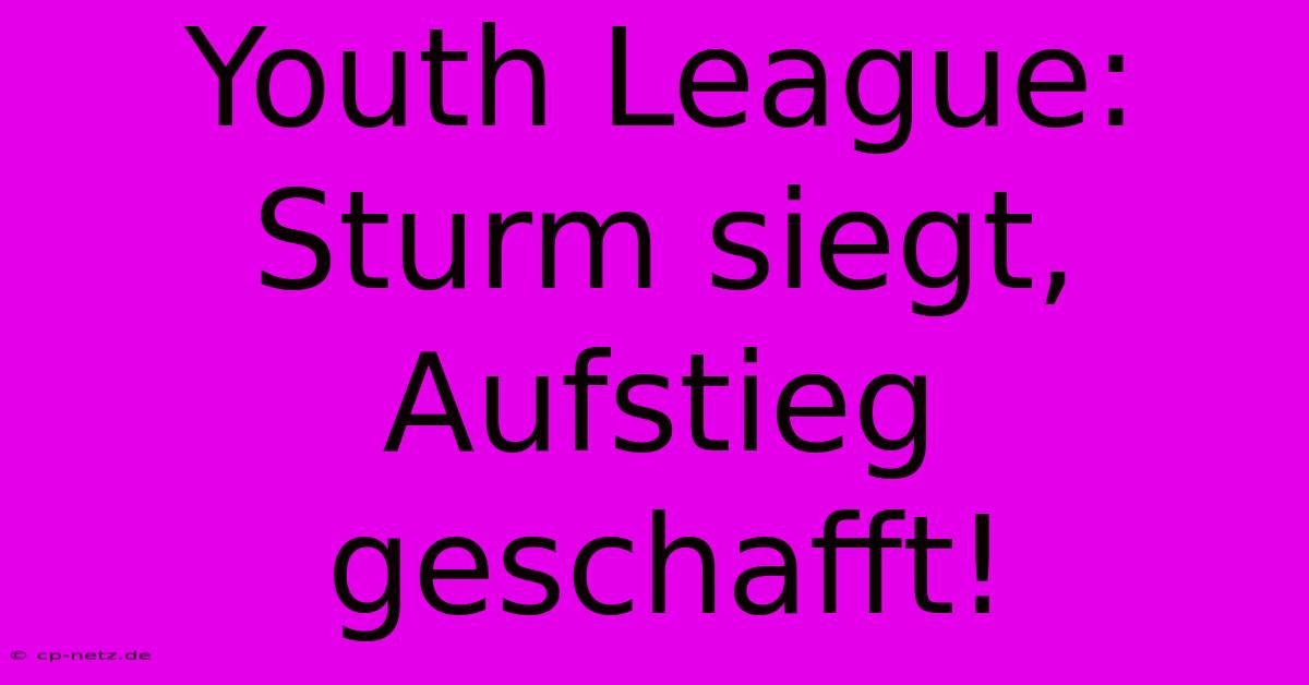 Youth League: Sturm Siegt, Aufstieg Geschafft!