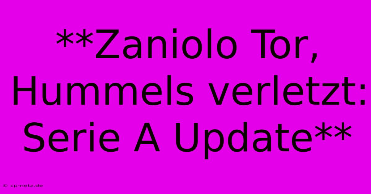 **Zaniolo Tor, Hummels Verletzt: Serie A Update**