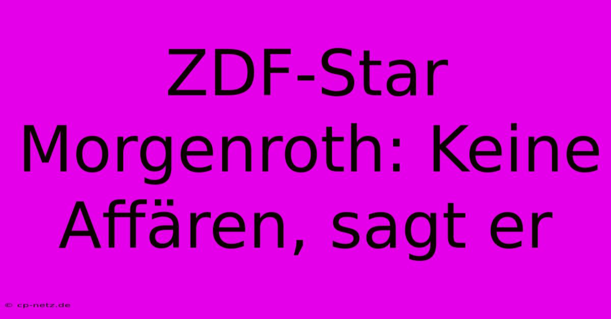 ZDF-Star Morgenroth: Keine Affären, Sagt Er