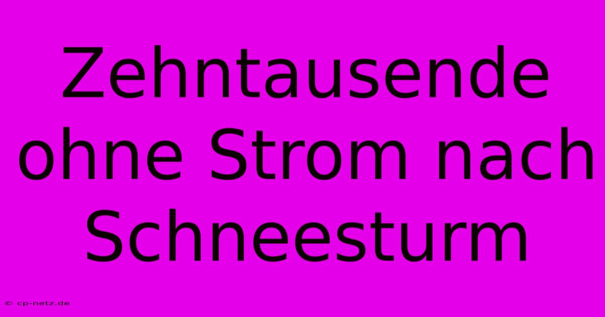 Zehntausende Ohne Strom Nach Schneesturm