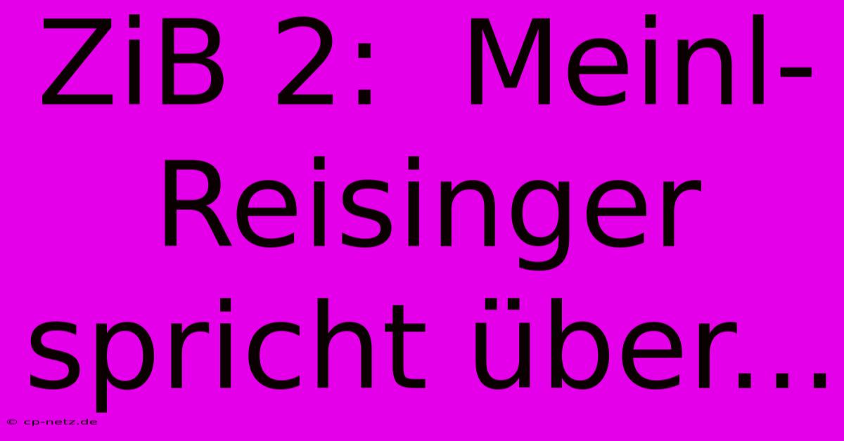 ZiB 2:  Meinl-Reisinger Spricht Über...