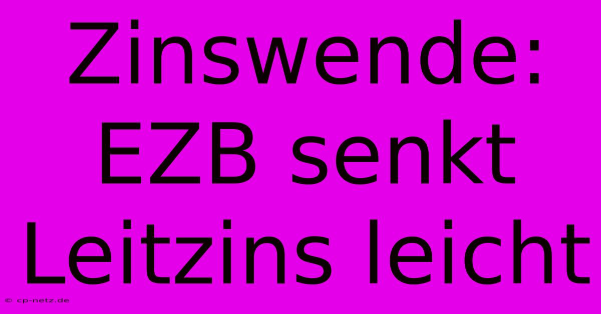 Zinswende: EZB Senkt Leitzins Leicht