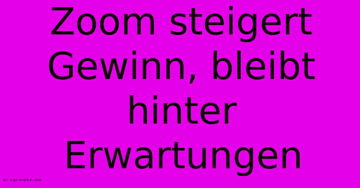 Zoom Steigert Gewinn, Bleibt Hinter Erwartungen