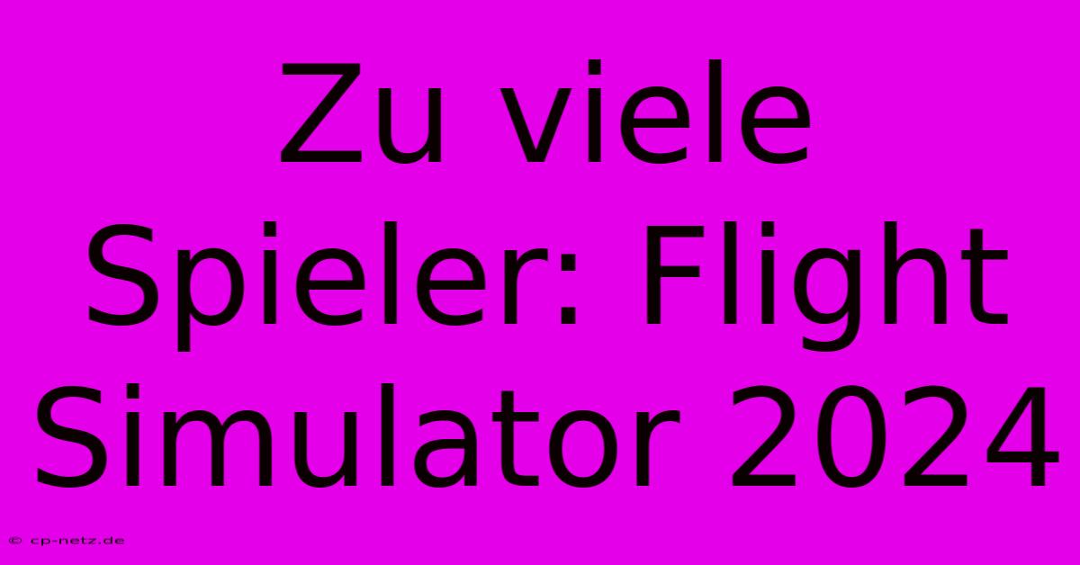 Zu Viele Spieler: Flight Simulator 2024