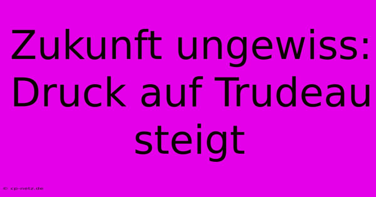 Zukunft Ungewiss: Druck Auf Trudeau Steigt