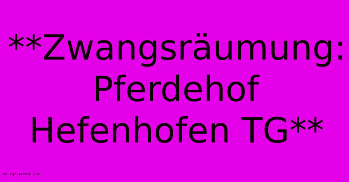 **Zwangsräumung: Pferdehof Hefenhofen TG**