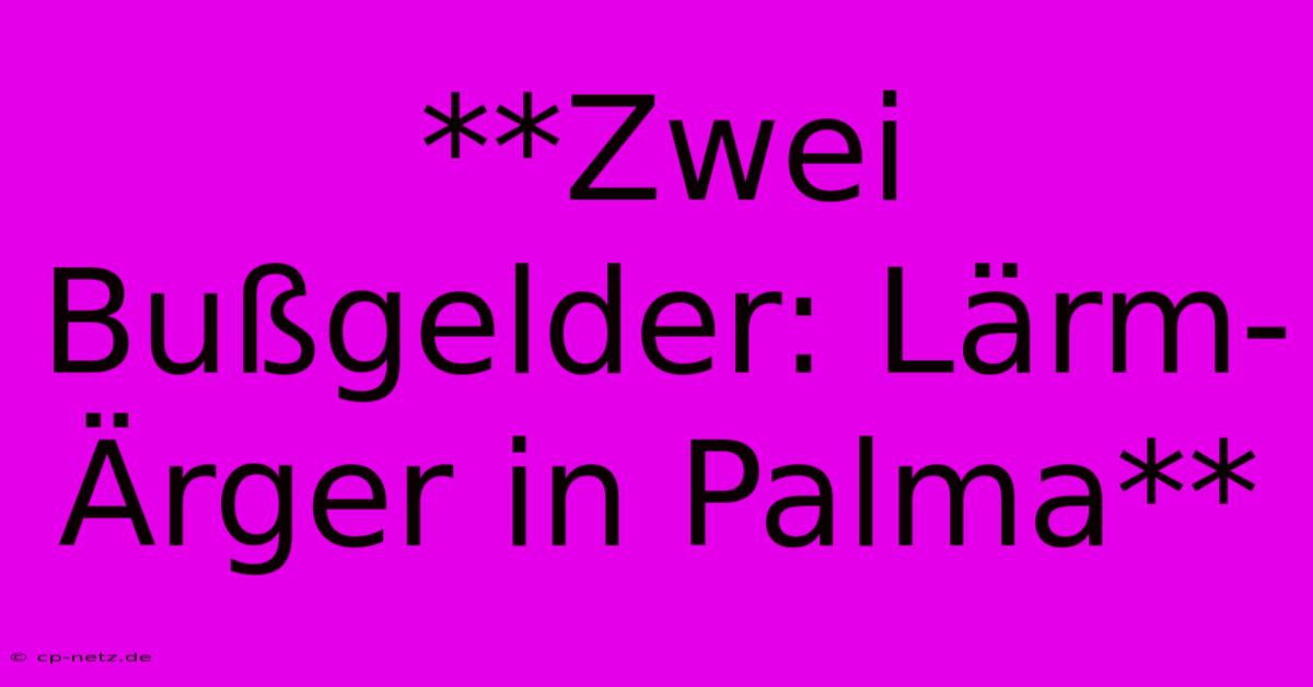 **Zwei Bußgelder: Lärm-Ärger In Palma**