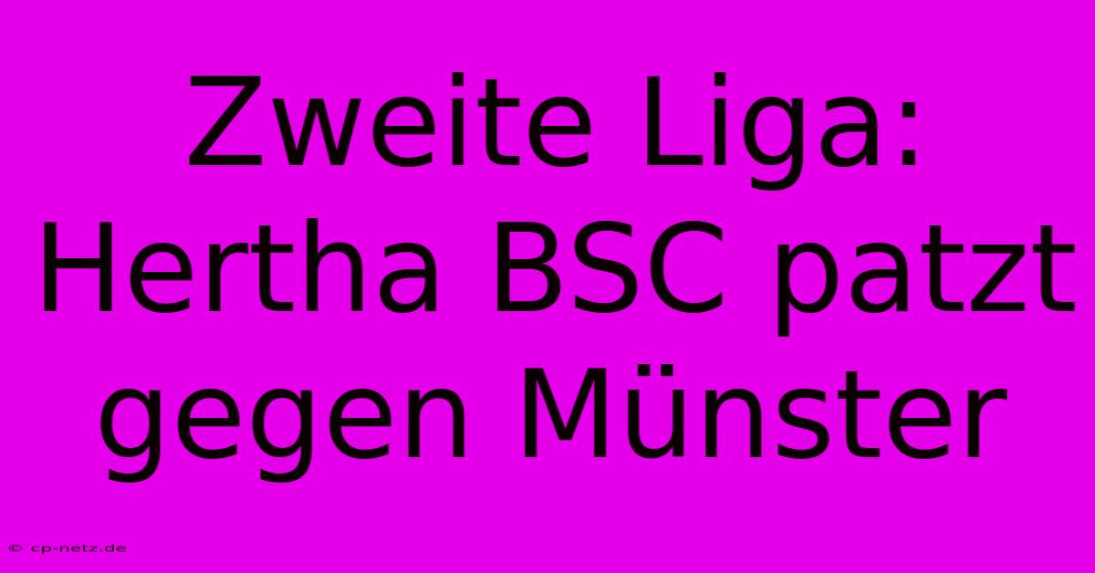 Zweite Liga: Hertha BSC Patzt Gegen Münster