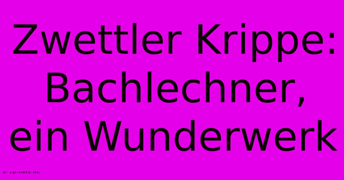 Zwettler Krippe: Bachlechner, Ein Wunderwerk